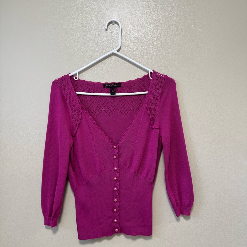 Vintage Betsey Johnson Magenta Knit Sweater